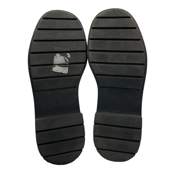 H&M Black Faux Leather Chunky Platform Preppy Slip On Penny Loafers (6) - Picture 14 of 16